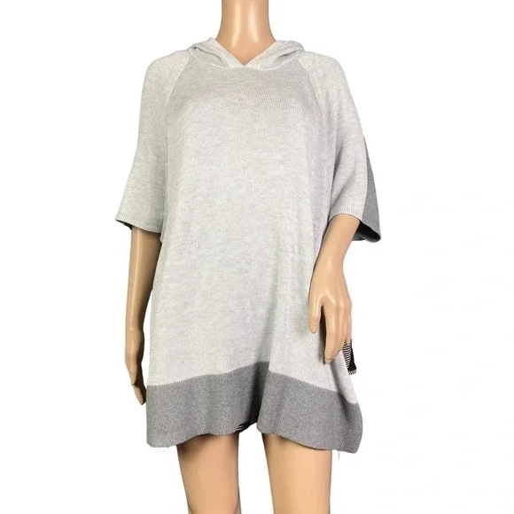 LULULEMON Womens Opened Up Hooded Poncho Size S/M Gray Color Block Tunic Sweater - Picture 4 of 8
